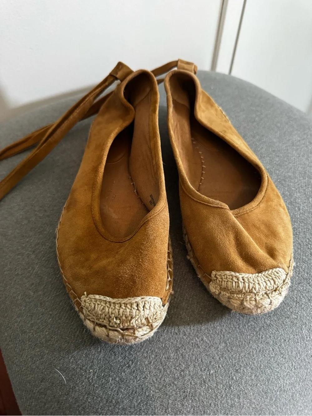 Zara Tan Suede Ankle-Tie Espadrilles